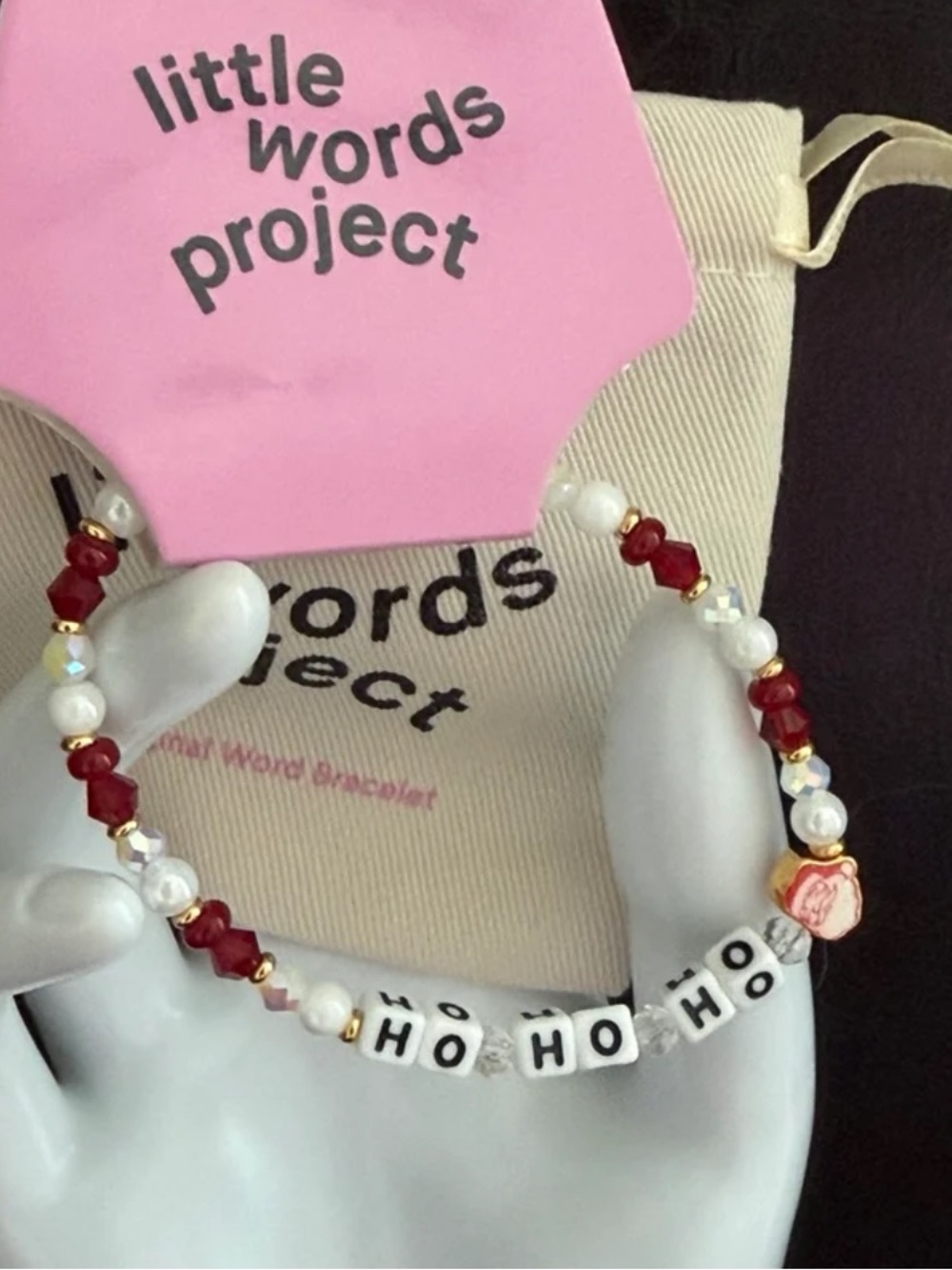 Little Words Project Beaded Stretch Bracelet “Ho Ho Ho”